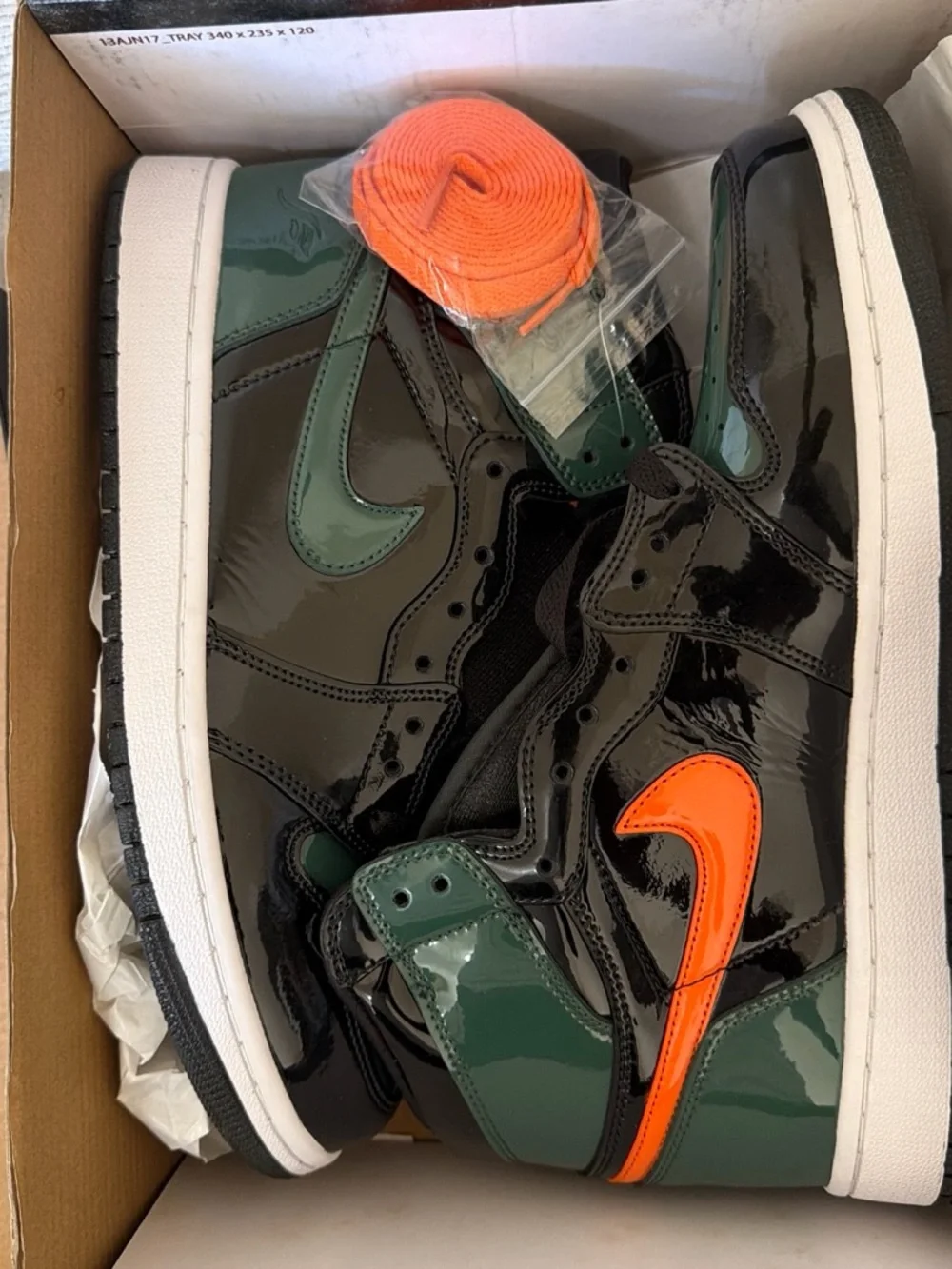 Jordan High-Top Sneakers in Black, Green & Orange